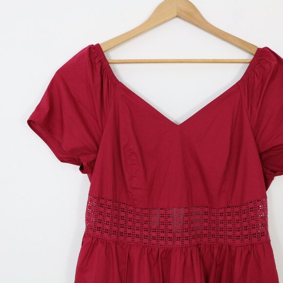 Torrid Mid Poplin Sheerwaist Dress Cherries Jubilee NWT - Picture 8 of 14